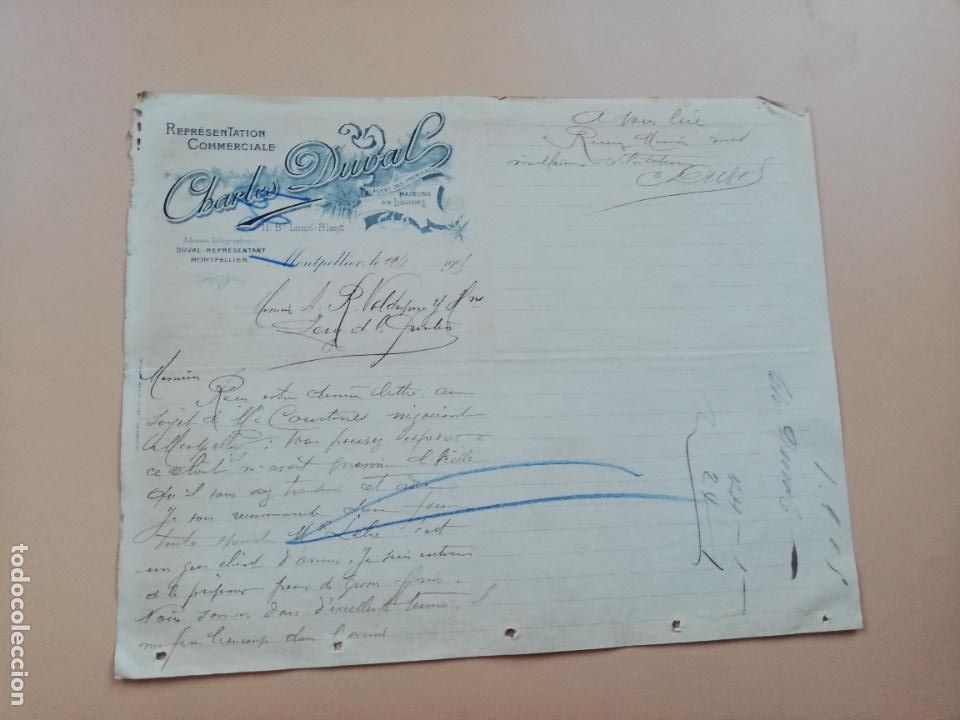 Cartas comerciais: CARTA COMERCIAL. CHARLES DUVAL. REPRESENTATION COMMERCIALE. MONTPELLIER. FRANCIA. 1905.