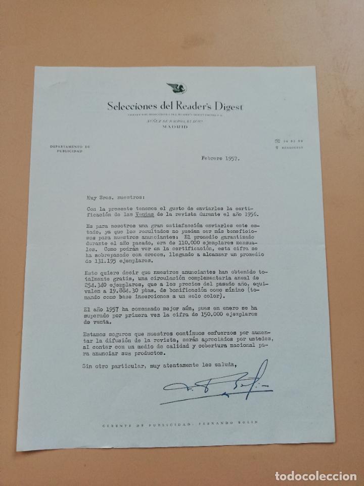 Cartas comerciais: CARTA COMERCIAL. SELECCIONES DEL READER'S DIGEST. MADRID. 1957.