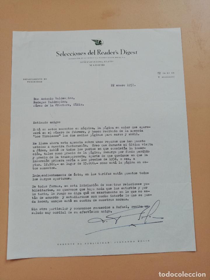 Cartas comerciais: CARTA COMERCIAL. SELECCIONES DEL READER'S DIGEST. MADRID. 1957.