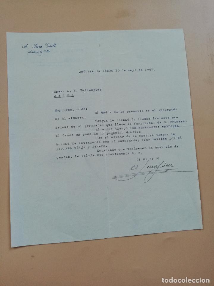 Cartas comerciais: CARTA COMERCIAL. A. SERRA G&Uuml;ELL. ANDORRA LA VELLA. 1957.