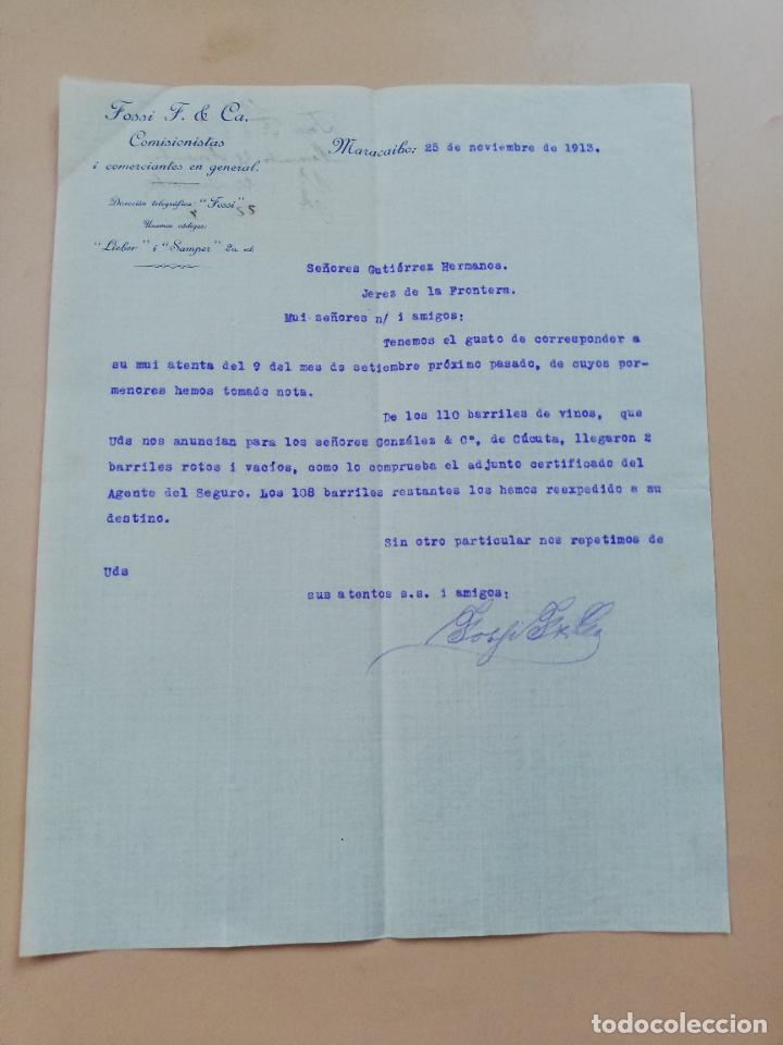Cartas comerciais: CARTA COMERCIAL. FOSSI F. HNOS. COMISIONISTA COMERCIANTES. MARACAIBO, VEVEZUELA. 1913.