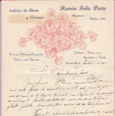 Cartas comerciales: CARTA COMERCIAL DE FABRICA DE FLORES Y CORONAS DE RAMON FELIU PORTA EN BARCELONA - 1945