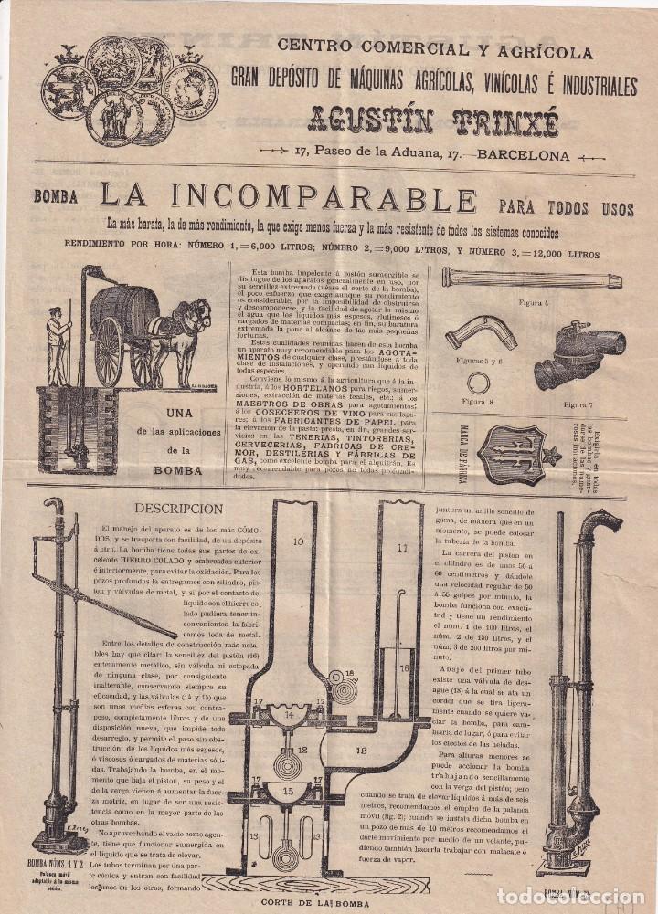 Lettres commerciales: Agust&iacute;n Trinx&eacute; Gran dep&oacute;sito de maquinarias agr&iacute;colas. Barcelona. Bomba la Incomprable.