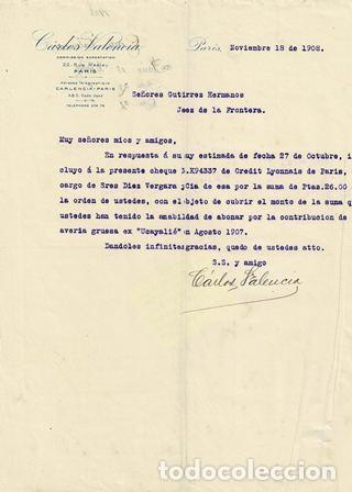 Lettres commerciales: CARTA CARLOS VALENCIA (PAR&Iacute;S 18 NOVIEMBRE 1908) CARTACOMERCIAL-34