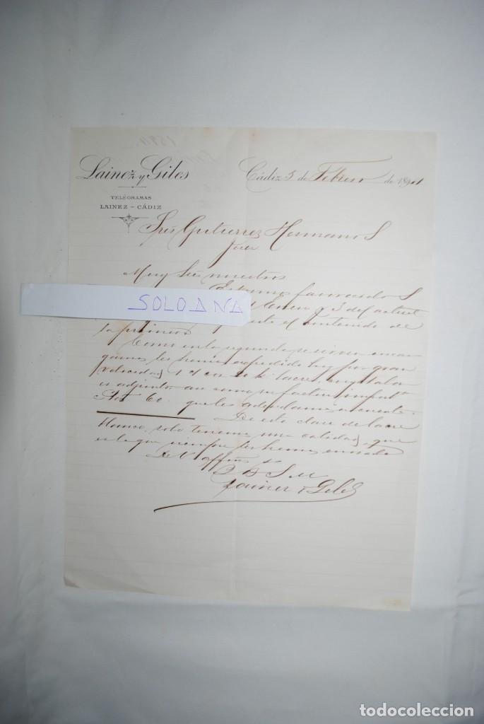 Cartas comerciais: CADIZ , CARTA COMERCIAL , LAINEZ y GILES 1894 .