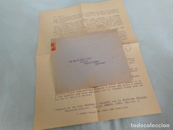 Commercial Letters: ANTIGUA CARTA COMERCIAL PROCUCTOS FARMACIA P.SANS&Oacute; BARCELONA. BACILINA BULGARA. BENZYL IODOL