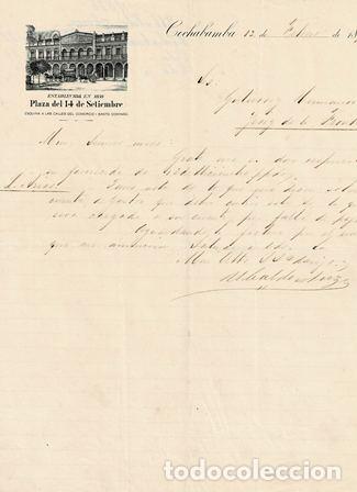 Commercial Letters: CARTA PLAZA DEL 14 DE SETIEMBRE (COCHABAMBA 12 ENERO 1896) CARTACOMERCIAL-46 ,2