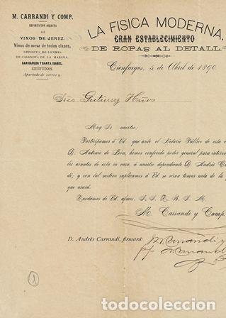 Commercial Letters: CARTA M CARRANDI Y COMP (CIENFUEGO 5 ABRIL 1890) CARTACOMERCIAL-65