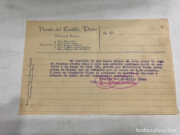 Commercial Letters: MEMORANDUM. VICENTE DEL CASTILLO P&Aacute;CIO. MEDINA DE RIOSECO, 1930. VER FOTOS