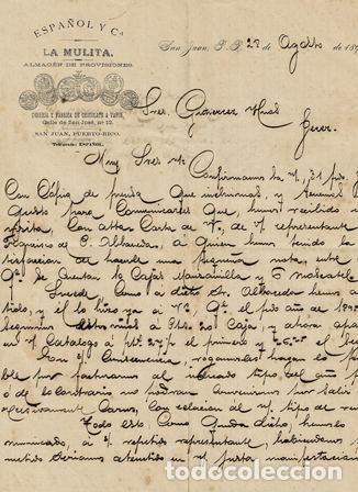 Commercial Letters: CARTA ESPA&Ntilde;OL Y CIA. LA MULTA (SAN JUAN PR 28 AGOSTO 1896) CARTACOMERCIAL-70