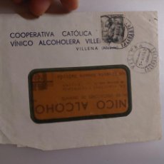 Cartas comerciales: CARTA VINO ALCHOL COOPERATIVA CATOLICA VINICOLA FABRICA VILLENA ALICANTE 1942. Lote 45132014