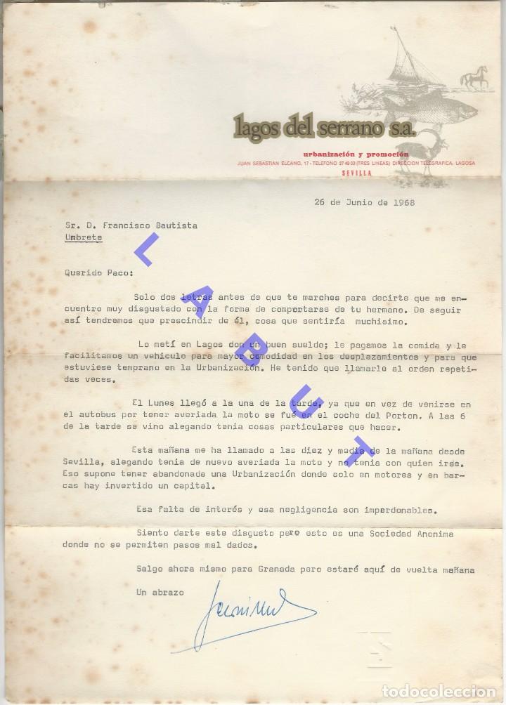 Cartas comerciais: QUEJA MAL COMPORTAMIENTO A UMBRETE DESDE SEVILLA LAGOS DEL SERRANO CARTA F96