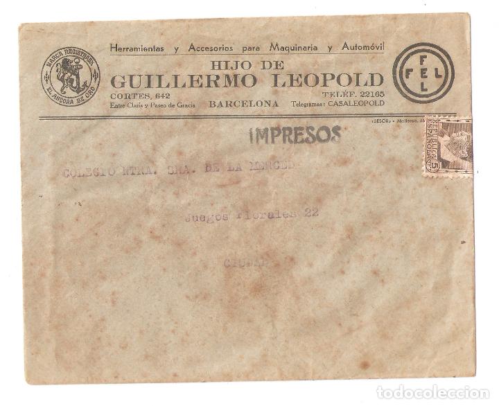 Cartas comerciais: Sobre Guillermo Leopold . FEL. con sello de la Rep&uacute;blica. Barcelona.Vell i Bell.