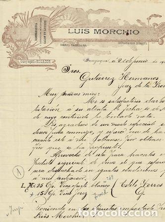 Cartas comerciais: CARTA LUIS MOROCHIO (GUAYAQUIL ECUADOR 21 JUNIO 1908) CARTACOMERCIAL-87