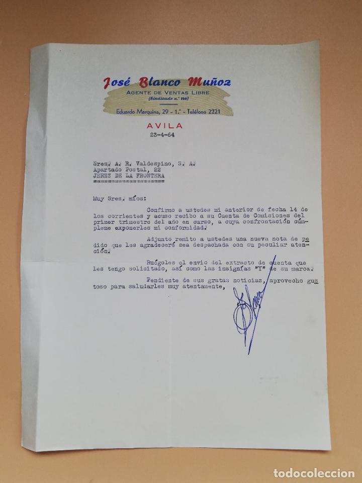 Gesch&auml;ftsbriefe: CARTA COMERCIAL. JOSE BLANCO MU&Ntilde;OZ. AGENTE DE VENTAS LIBRE. AVILA. 1964.