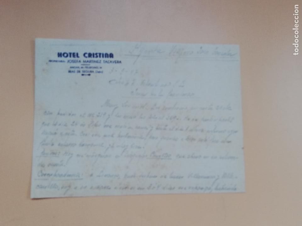 Gesch&auml;ftsbriefe: CARTA COMERCIAL. HOTEL CRISTINA. JOSEFA MARTINEZ TALAVERA. BEAS DE SEGURA, JAEN. 1947.