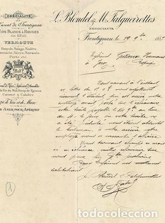 Lettres commerciales: CARTA L. BLONDEL Y M. FALGUEIRIRETTES (FRONTIGMAN 1887) CARTACOMERCIAL-119