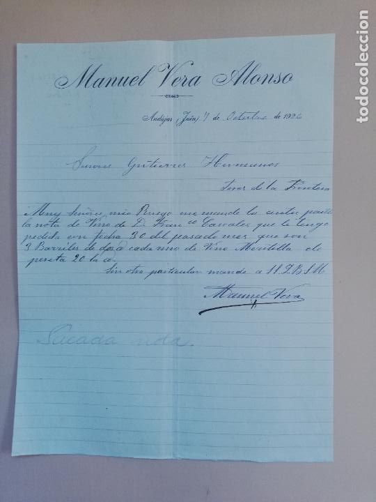 Lettres commerciales: CARTA COMERCIAL. MANUEL VERA ALONSO. ANDUJAR, JAEN. 1926.