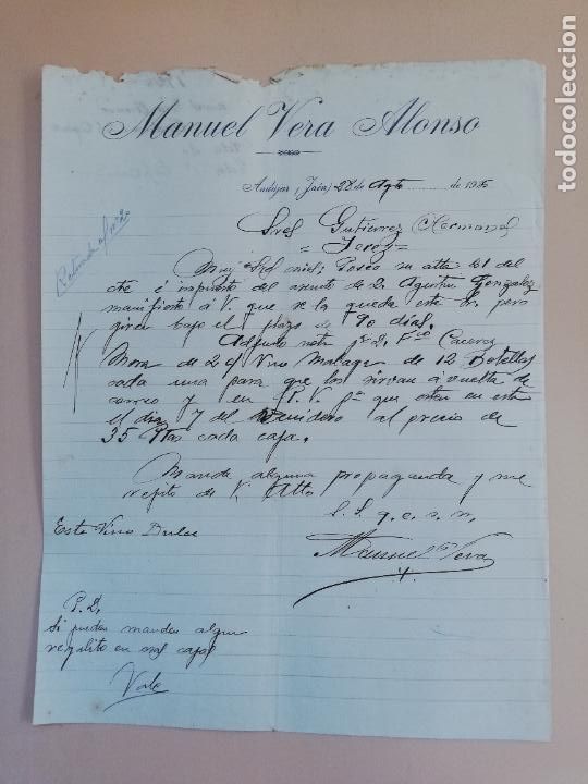 Lettres commerciales: CARTA COMERCIAL. MANUEL VERA ALONSO. ANDUJAR, JAEN. 1926.