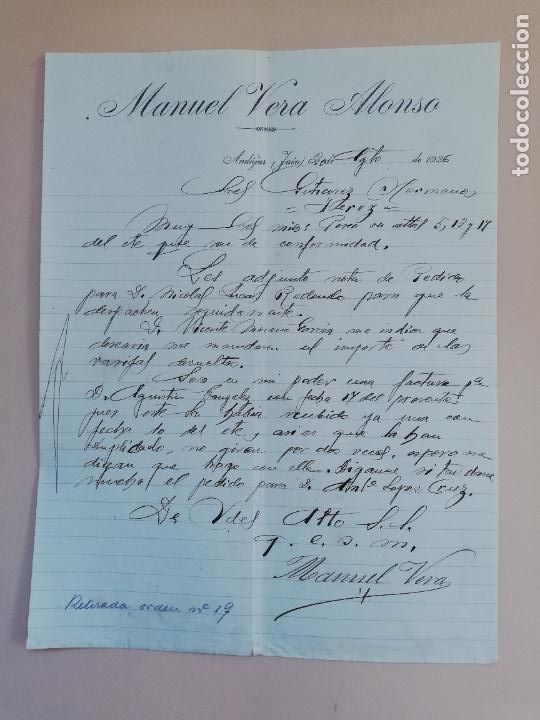 Lettres commerciales: CARTA COMERCIAL. MANUEL VERA ALONSO. ANDUJAR, JAEN. 1926.