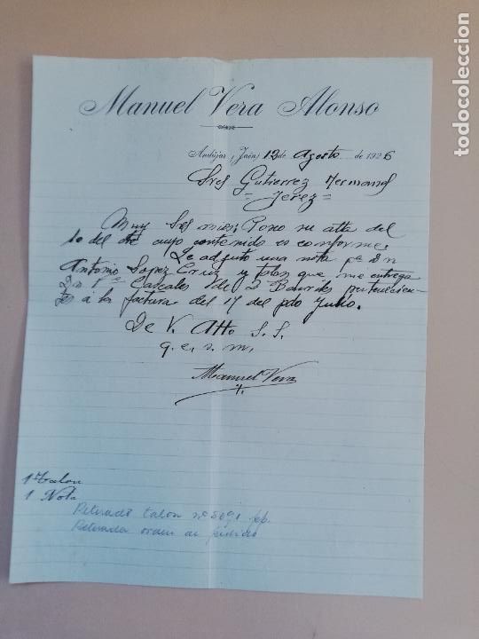 Lettres commerciales: CARTA COMERCIAL. MANUEL VERA ALONSO. ANDUJAR, JAEN. 1926.