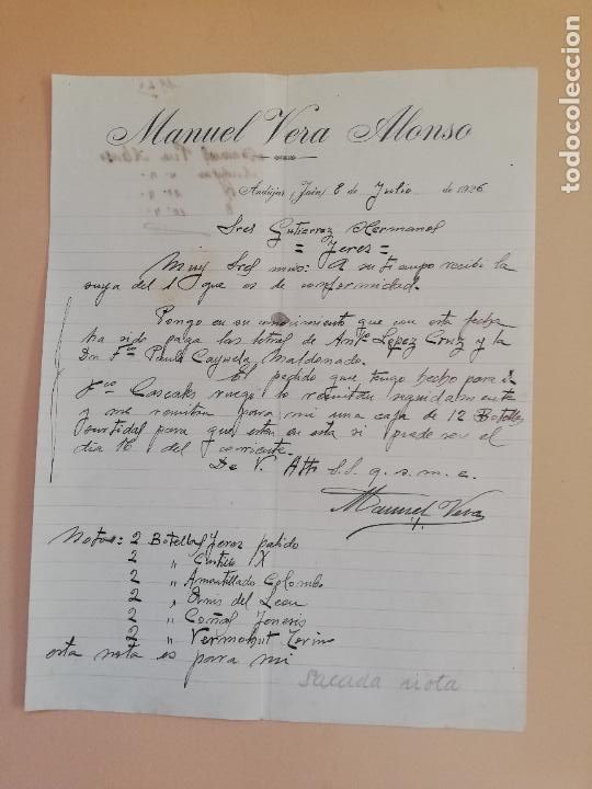 Lettres commerciales: CARTA COMERCIAL. MANUEL VERA ALONSO. ANDUJAR, JAEN. 1926.