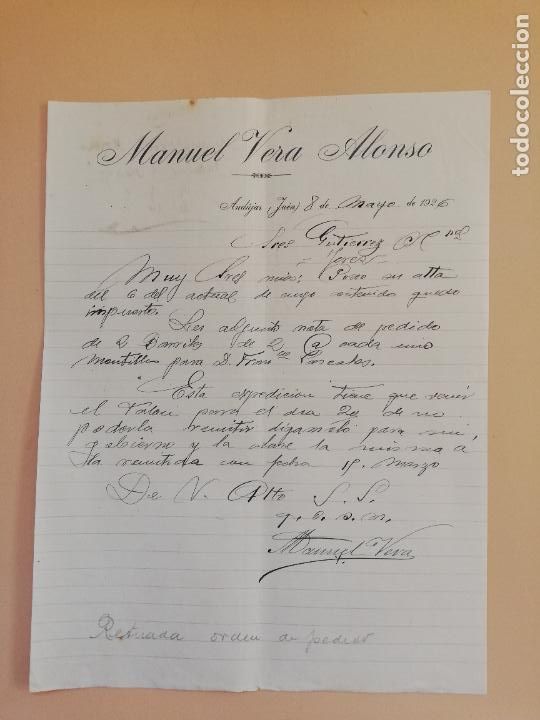 Lettres commerciales: CARTA COMERCIAL. MANUEL VERA ALONSO. ANDUJAR, JAEN. 1926.