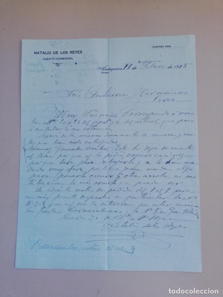 Lettres commerciales: CARTA COMERCIAL. NATALIO DE LOS REYES, AGENTE COMERCIAL. ANTEQUERA, MALAGA. 1925.