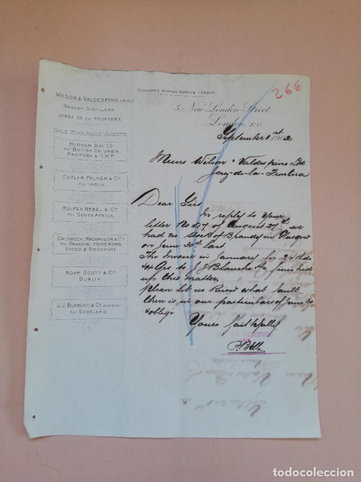 Cartas comerciais: CARTA COMERCIAL. WILSON & VALDESPINO. LIMITED. BRANDY DISTILLERS. LONDON, 1902.
