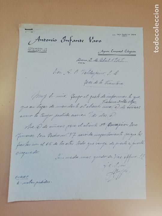 Commercial Letters: CARTA COMERCIAL. ANTONIO INFANTE VARO. LUCENA, CORDOBA, 1948.