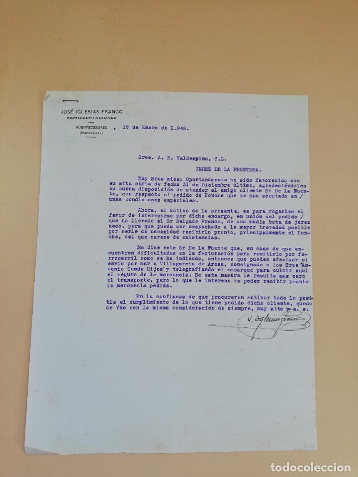 Cartas comerciais: CARTA COMERCIAL. JOSE IGLESIAS FRANCO. REPRESENTACIONES. PUENTECESURES, PONTEVEDRA. 1948.