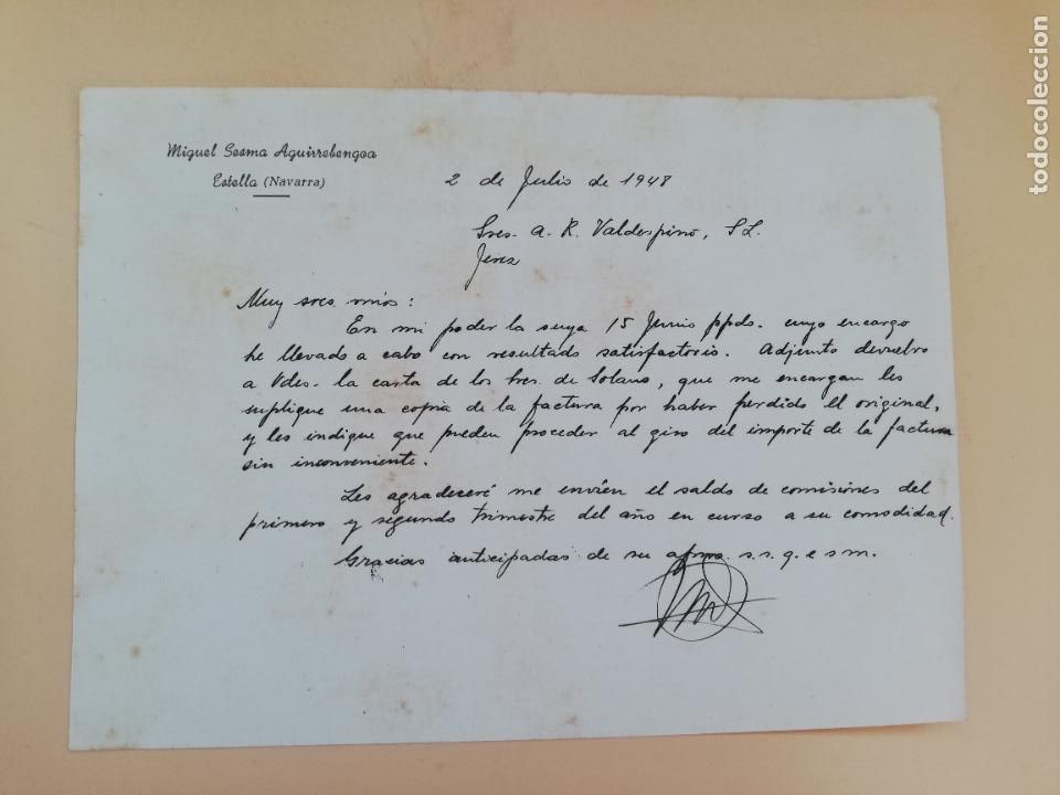 Cartas comerciais: CARTA COMERCIAL. MIGUEL SESMA AGUIRREBENGOA. ESTELLA, NAVARRA. 1948.