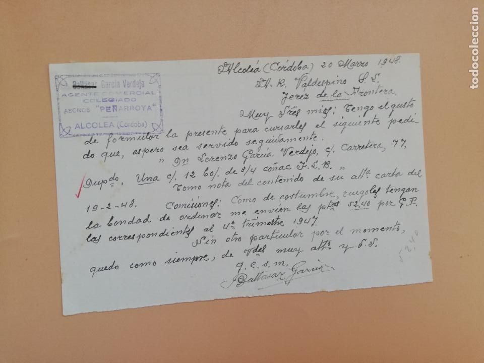 Gesch&auml;ftsbriefe: CARTA COMERCIAL. GARCIA VERDEJO. ALCOLEA, CORDOBA. 1948.