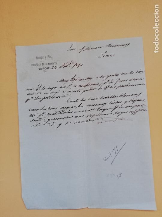 Gesch&auml;ftsbriefe: CARTA COMERCIAL. CIFUENTES Y POLA. SOCIEDAD EN COMANDITA. GIJON, 1890.