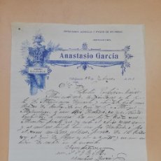 Cartas comerciais: CARTA COMERCIAL. ANASTASIO GARCIA. MAQUINARIA AGRICOLA. VILLALPANDO, ZAMORA, 1915.. Lote 362222430