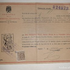 Cartas comerciais: HOJA ORIGINAL DEL REGISTRO DE LA MARCA EL CAMPANAR NOVELDA AÑO DE FUNDACION 1957, MADRID.. Lote 362662910