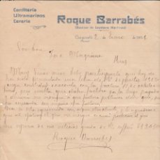 Cartas comerciais: CARTA COMERCIAL DE CONFITERÍA ULTRAMARINOS ROQUE BARRABÉS EN CAMPORRELLS (HUESCA) -1935. Lote 363067305