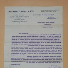 Cartas comerciales: CARTA COMERCIAL. FABRICA DE PAPELES PINTADOS. ALFREDO LOPEZ Y Cª. ZARAGOZA, 1916.. Lote 363291050