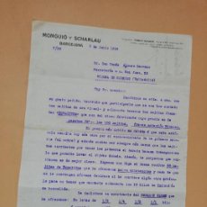 Cartas comerciales: CARTA COMERCIAL. MONGUIO Y SCHARLAU. BARCELONA, 1915.. Lote 363293330