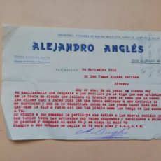 Cartas comerciales: CARTA COMERCIAL. FABRICA DE SOMIERS. ALEJANDRO ANGLES. VALLADOLID, 1916.. Lote 363295240