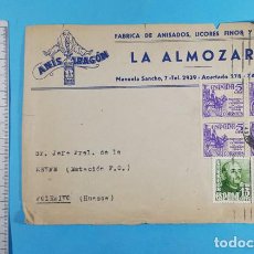 Lettere commerciali: PARTE DELANTERA SOBRE LA ALMOZARA FABRICA DE ANISADOS LICORES... ZARAGOZA 1946 ANIS DE ARAGÓN. Lote 363530365