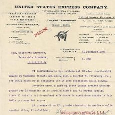 Cartas comerciales: CARTA UNITED STATES EXPRESS COMPANY (GENOVA 31 DIC 1908) CARTACOMERCIAL-181. Lote 365812096