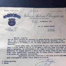 Cartas comerciales: TOLOSA AÑO 1941 ( GUIPUZCOA ) FÁBRICA DE BOINAS / LA CASUALIDAD / NIETOS ANTONIO ELÓSEGUI. Lote 365899951