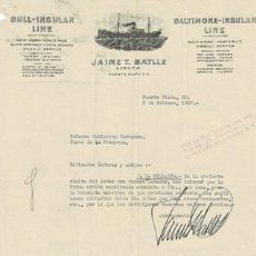 Cartas comerciales: CARTA JAIME T. BATLE (PUERTO PLATA 9 FEBRERO 1927) CARTACOMERCIAL-190. Lote 365978146
