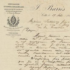 Cartas comerciales: CARTA J. BARRÉS (CETTE 29 ABRIL 1884) CARTACOMERCIAL-210. Lote 366224431