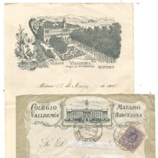 Cartas comerciales: COLEGIO VALLDEMÍA MATARO BARCELONA DIRIGIDO POR H.H. MARISTAS SOBRE Y CARTA CIR 1915. Lote 366432766