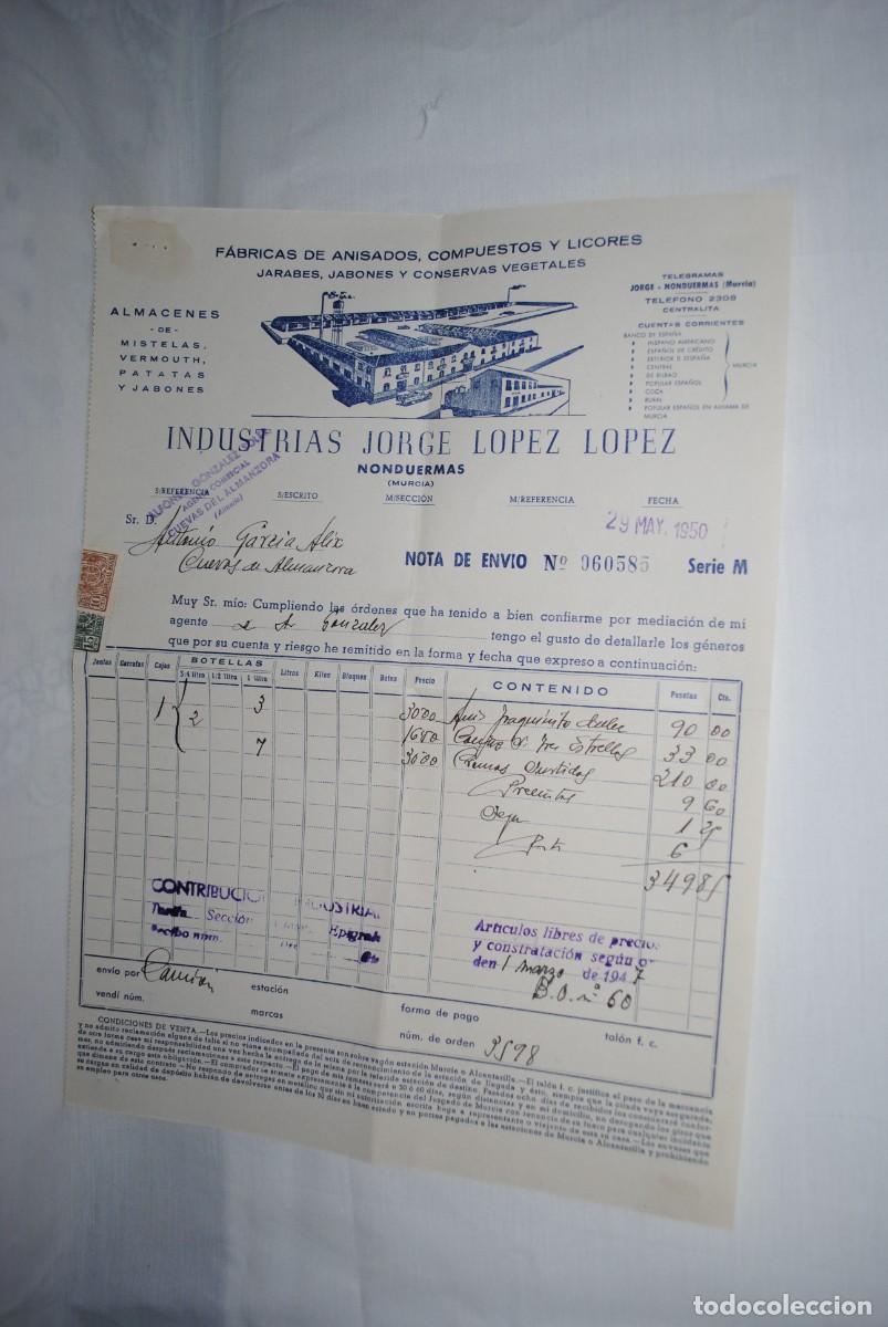 Cartas comerciales: FABRICAS DE ANISADOS JORGE LOPEZ LOPEZ - Foto 1
