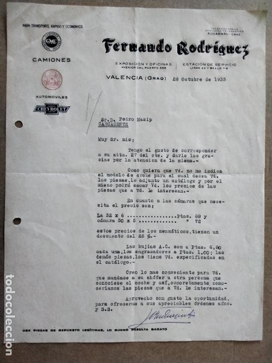 Cartas comerciales: chevrolet 1933 grao valencia - Foto 1