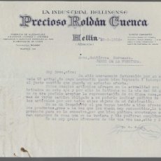 Cartas comerciales: HELLIN- FABRICA DE ALCOHOLES-AÑO 1924, VER FOTOS