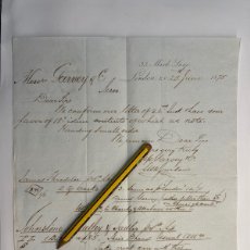 Cartas comerciales: JEREZ DE LA FRONTERA. GARVEY & CÍA .. CARTA MANUSCRITA LONDRES TEXTOS EN INGLÉS (A.1875)